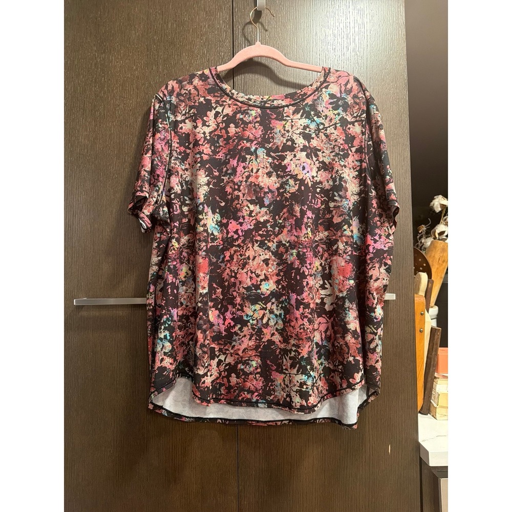 Lululemon short-sleeve athletic top vibrant multicolor floral women's 16